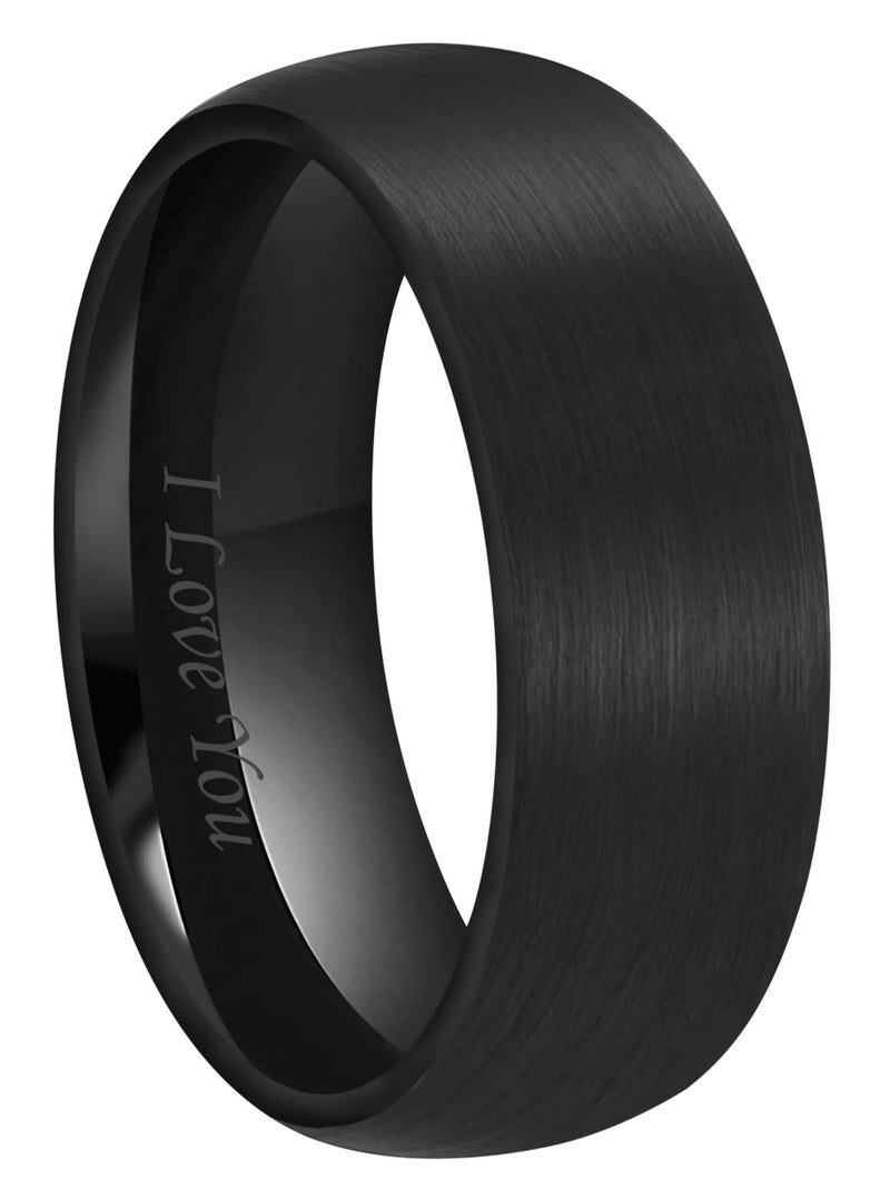 CROWNAL 4mm 6mm 8mm Black Ceramic Wedding Band Ring Men Women Couple Dome Brushed Finish Engraved I Love You Comfort Fit Size 4 To 16(8mm,9) - Image 1